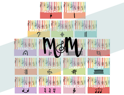 Rainbow Stripes: Music Symbols Posters DIGITAL DOWNLOAD