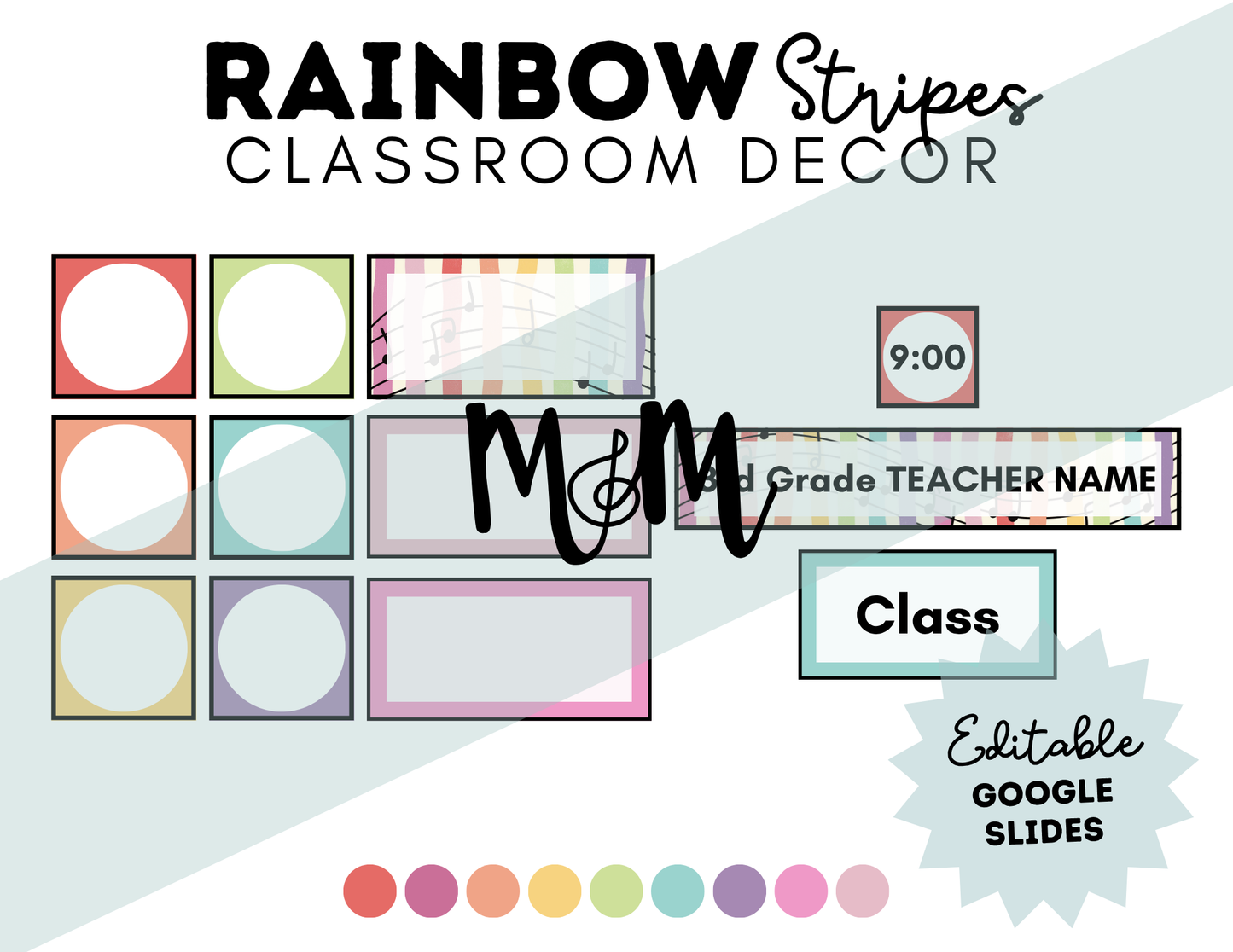 Rainbow Stripes: Pocket Chart Schedule Cards DIGITAL DOWNLOAD