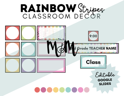 Rainbow Stripes: Pocket Chart Schedule Cards DIGITAL DOWNLOAD