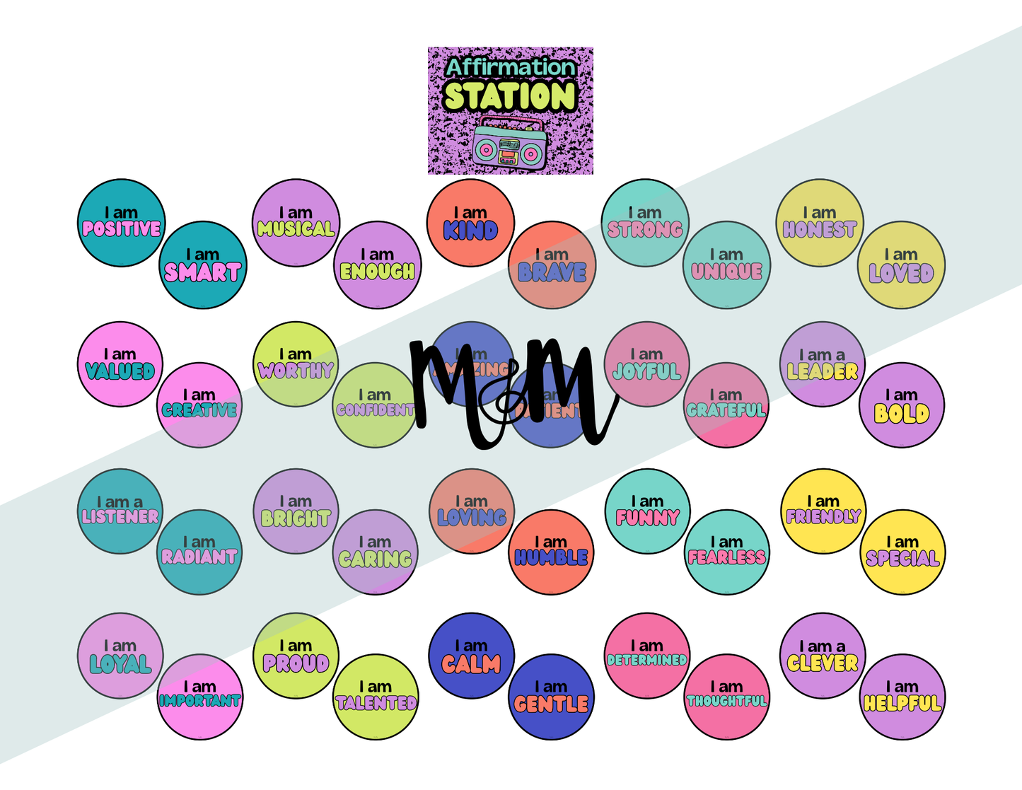 Retro Brights: Affirmation Station | Music Classroom Decor