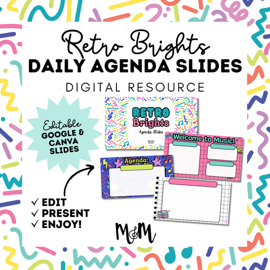 Retro Brights: Daily Agenda Slides | Music Classroom Digital Resource