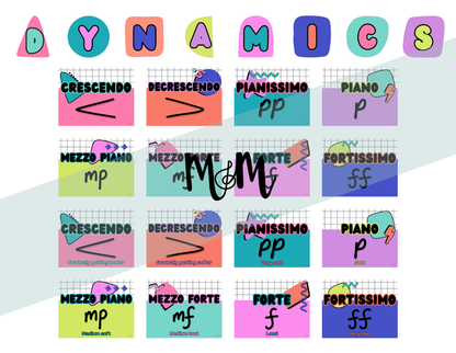 Retro Brights: Dynamics Posters | Music Classroom Decor