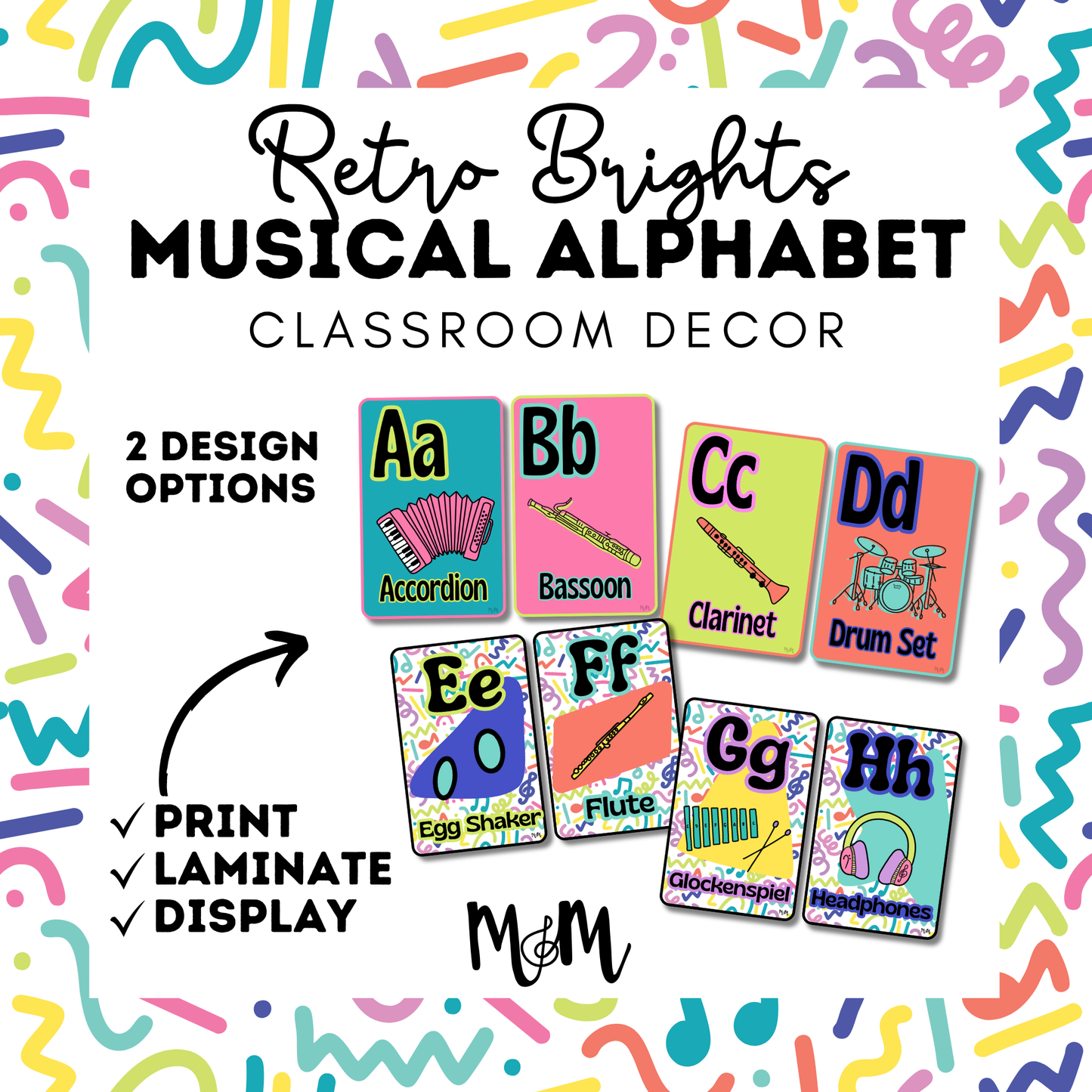 Retro Brights: Music Alphabet | Music Classroom Decor