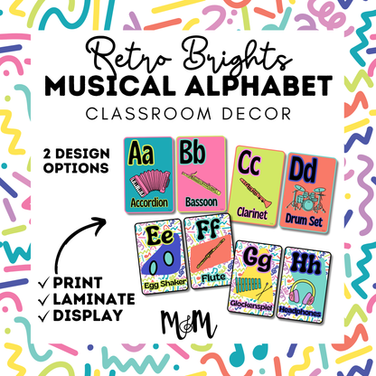 Retro Brights: Music Alphabet | Music Classroom Decor