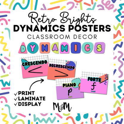Retro Brights: Dynamics Posters | Music Classroom Decor