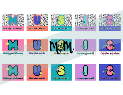 Retro Brights: Music Classroom Expectations Posters | Printable Decor