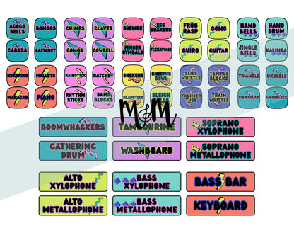 Retro Brights: Instrument Labels | Music Classroom Decor