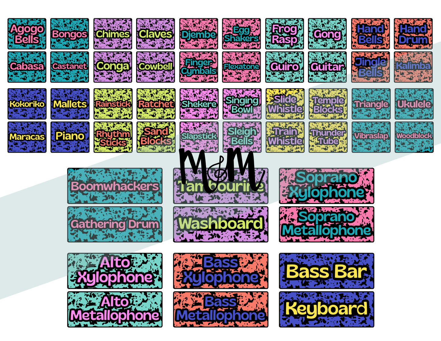 Retro Brights: Instrument Labels | Music Classroom Decor