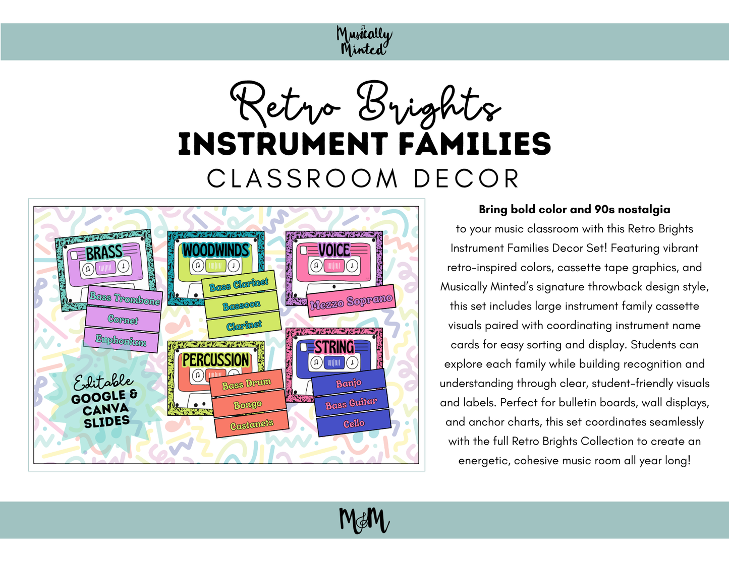 Retro Brights: Instrument Families Posters | Music Classroom Decor