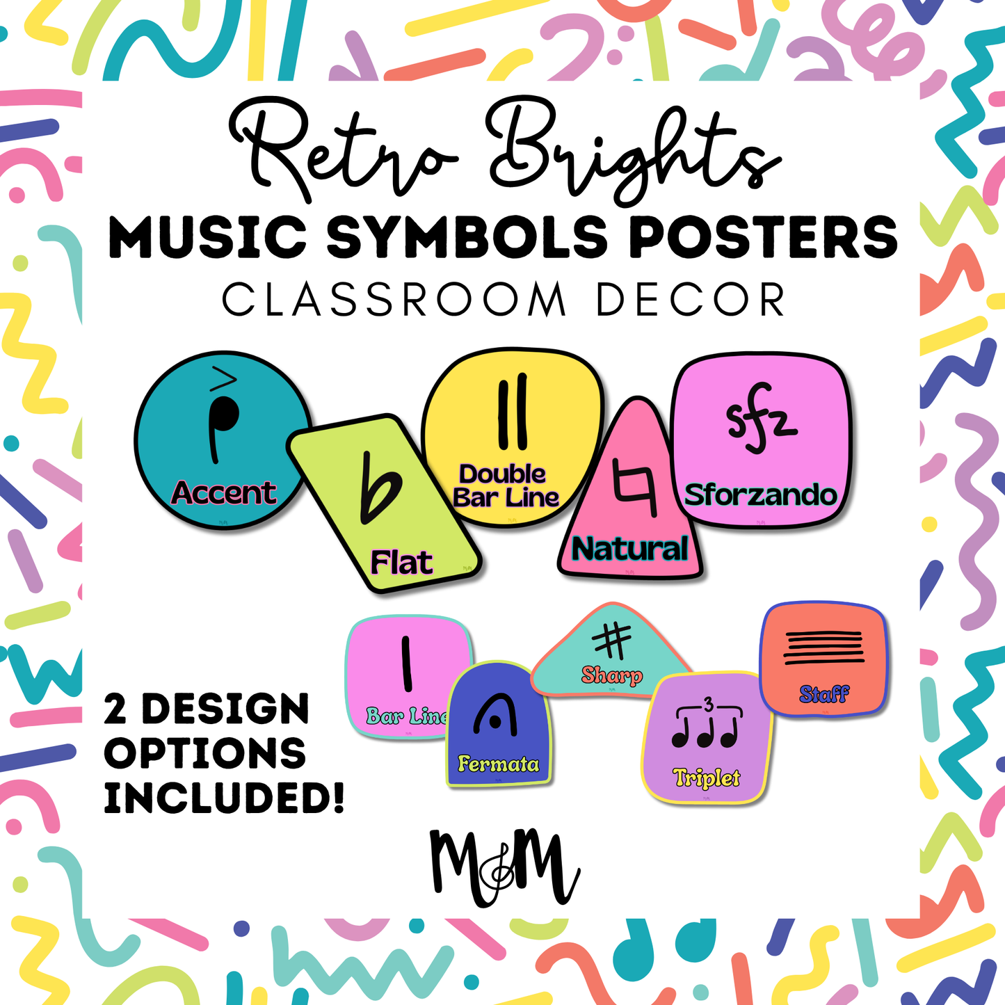 Retro Brights: Music Symbol Posters | Music Classroom Decor