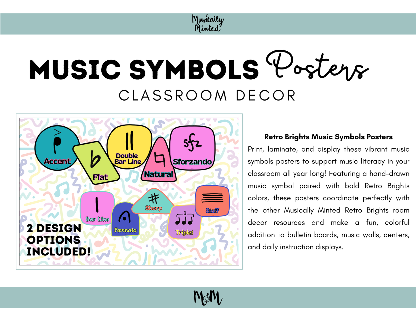 Retro Brights: Music Symbol Posters | Music Classroom Decor