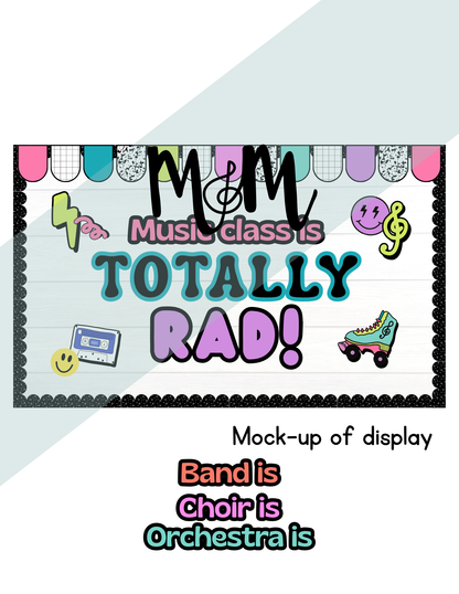 Retro Brights: Music is Totally Rad | Bulletin Board Display | Music Class Decor