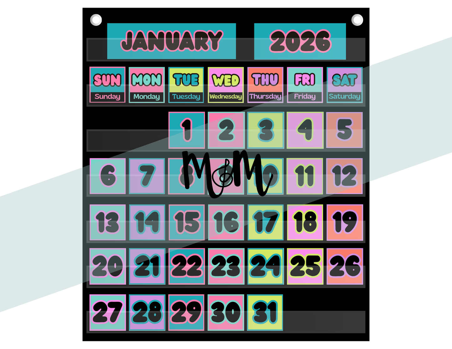 Retro Brights: Pocket Chart Calendar | Music Classroom Decor