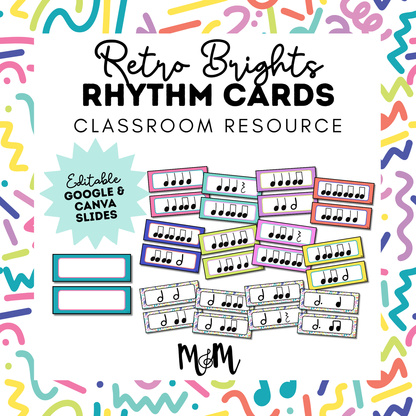 Retro Brights: Rhythm Cards | Music Classroom Decor
