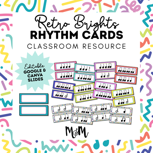 Retro Brights: Rhythm Cards | Music Classroom Decor