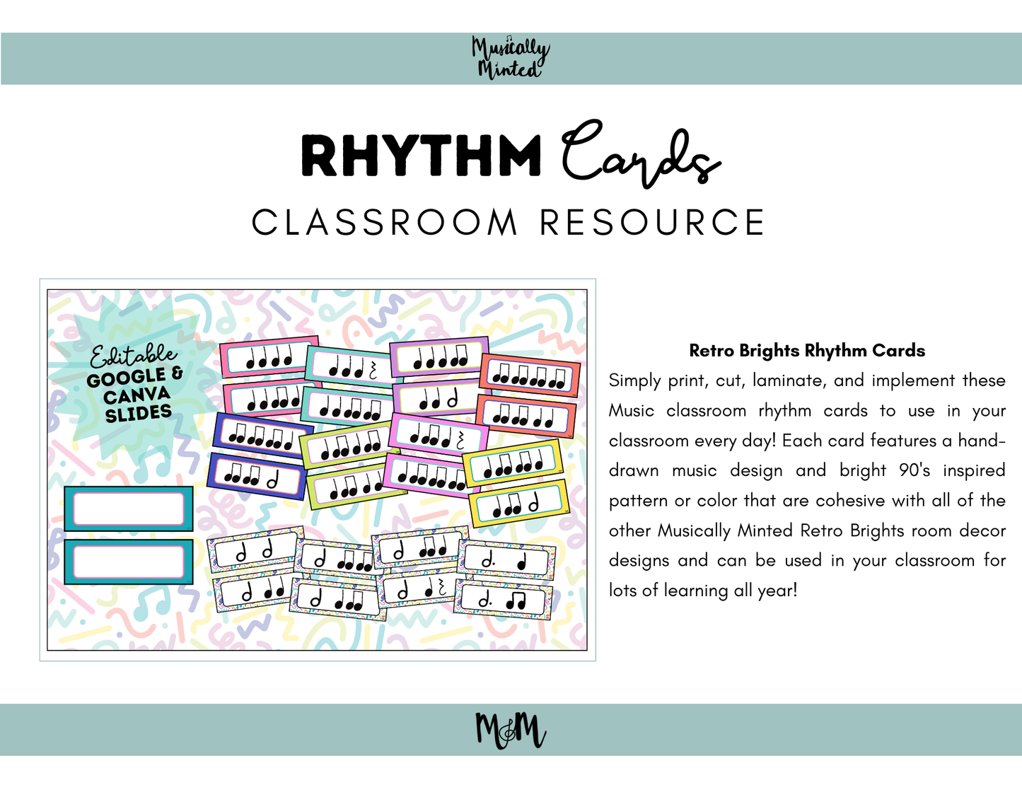 Retro Brights: Rhythm Cards | Music Classroom Decor