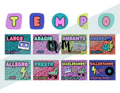 Retro Brights: Tempo Posters | Music Classroom Decor