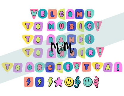 Retro Brights: Welcome Banner | Music Classroom Decor