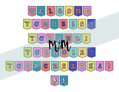 Retro Brights: Welcome Banner | Music Classroom Decor