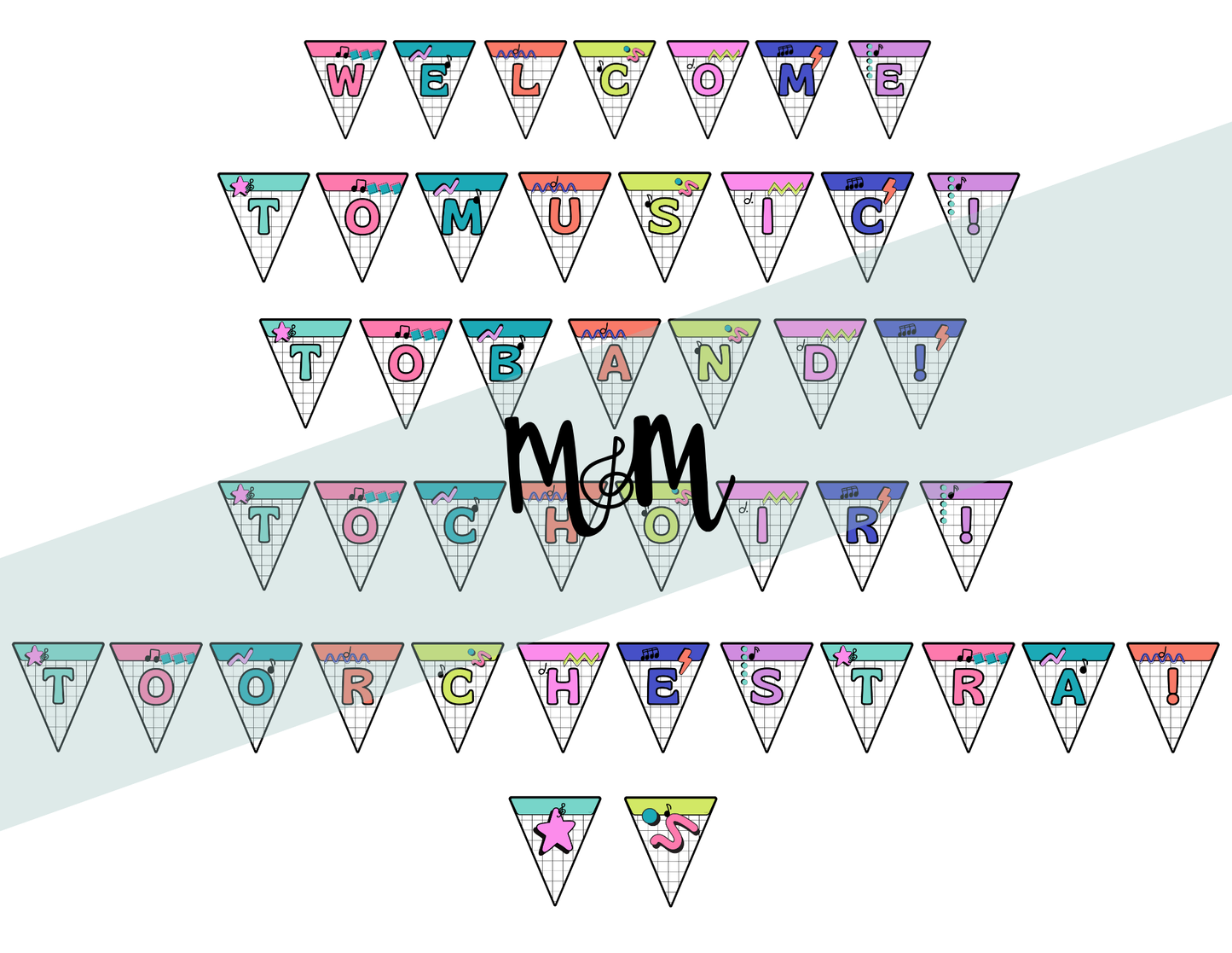 Retro Brights: Welcome Banner | Music Classroom Decor