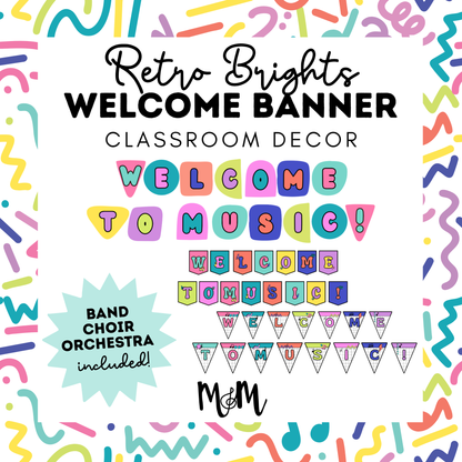 Retro Brights: Welcome Banner | Music Classroom Decor