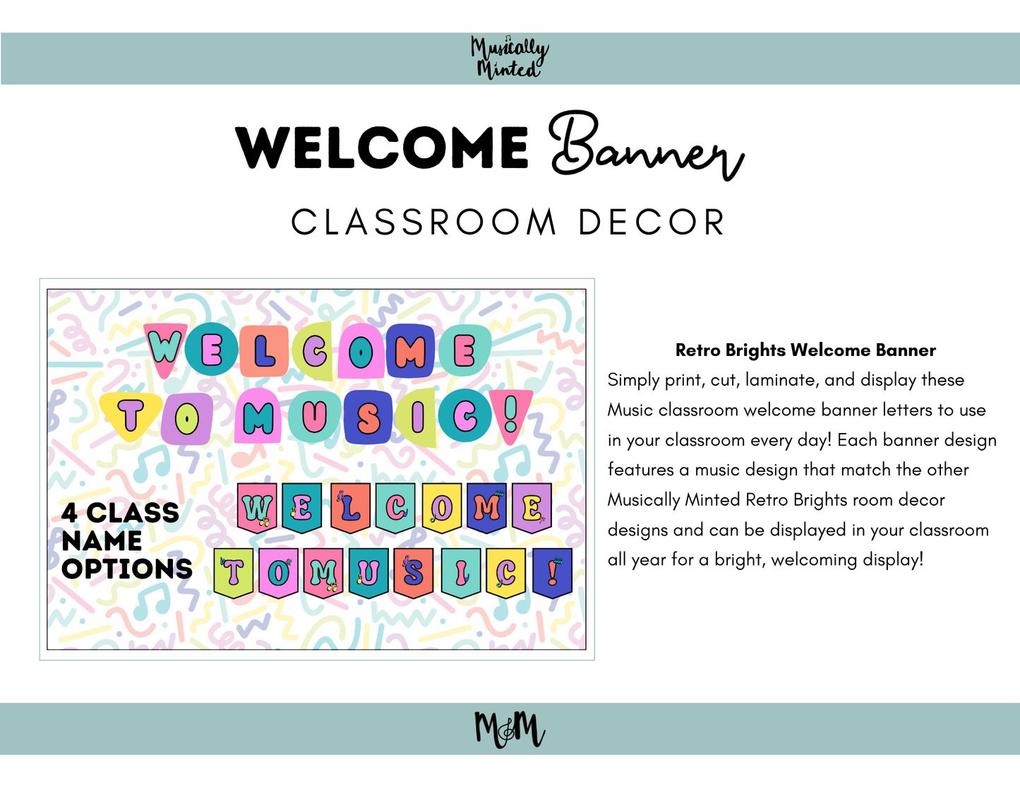 Retro Brights: Welcome Banner | Music Classroom Decor