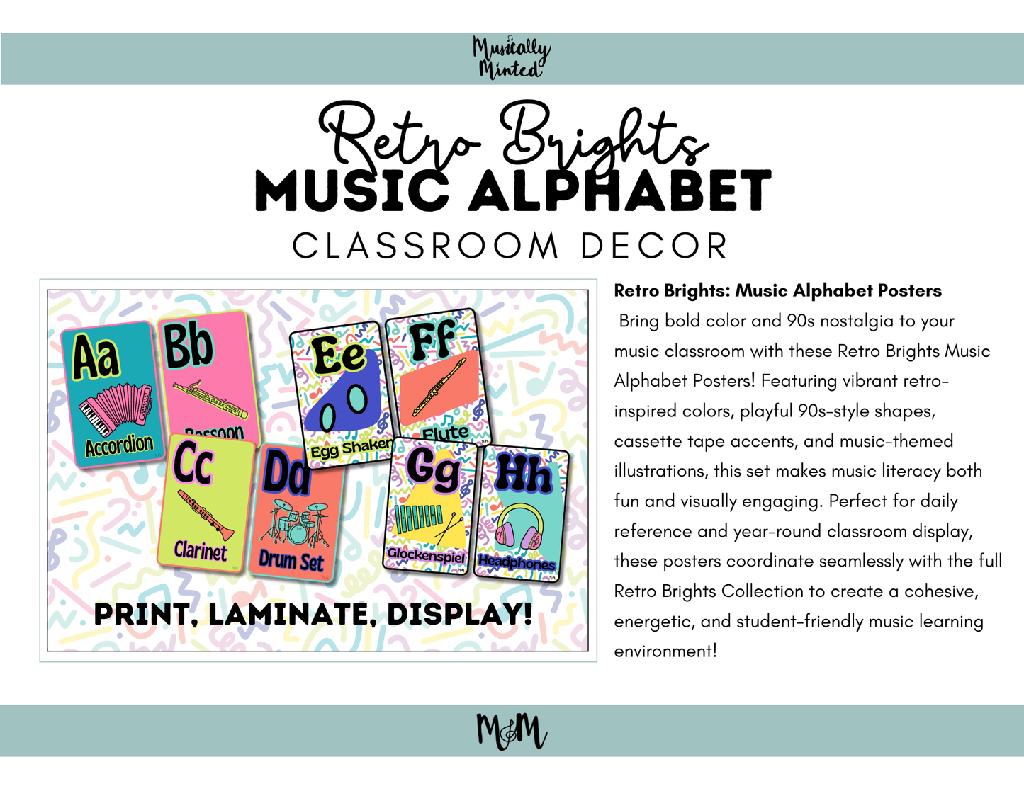 Retro Brights: Music Alphabet | Music Classroom Decor