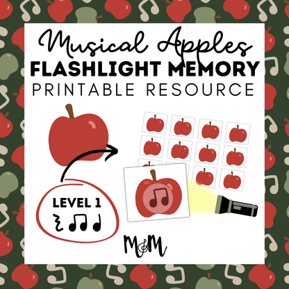 Musical Apples Flashlight Memory Game | Rhythm Level 1 | Fall Music Activity DIGITAL DOWNLOAD