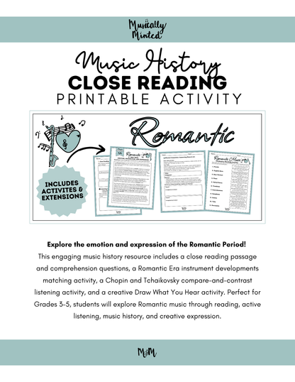 The Romantic Period | Music Class Listening Activity & Music Extension | Unit | DIGITAL DOWNLOAD