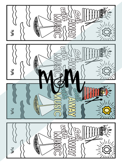 Sailing Symphony | Music Bookmarks | Printable Coloring Activity DIGITAL DOWNLOAD