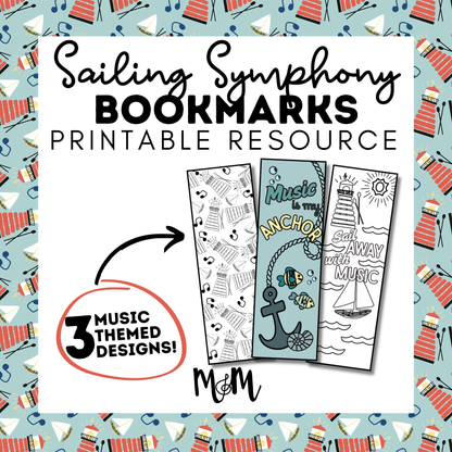 Sailing Symphony | Music Bookmarks | Printable Coloring Activity DIGITAL DOWNLOAD