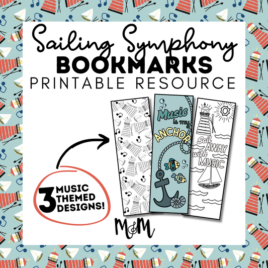 Sailing Symphony | Music Bookmarks | Printable Coloring Activity DIGITAL DOWNLOAD