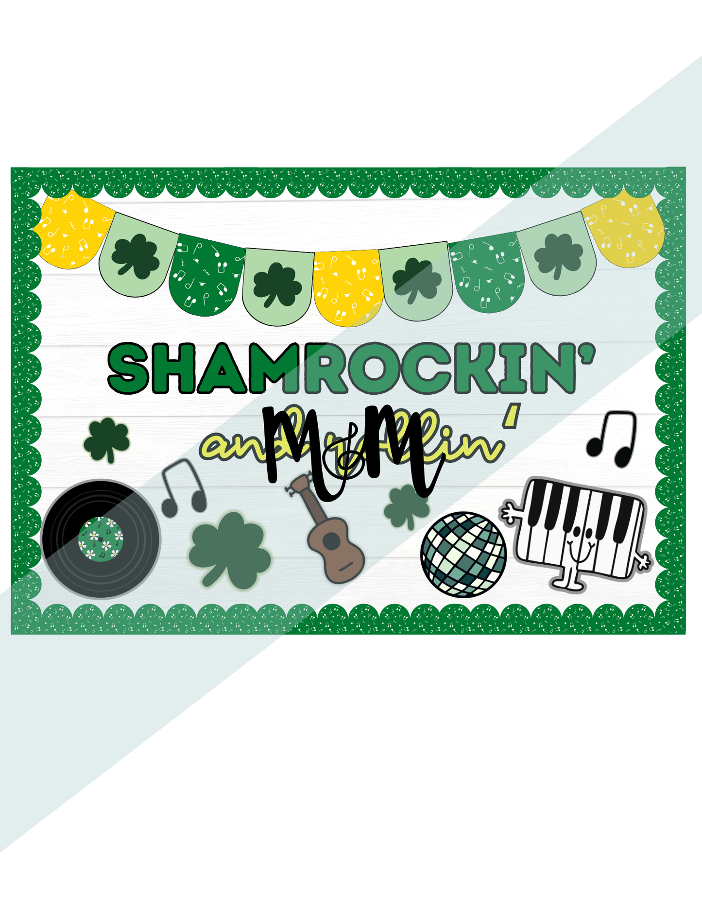 Shamrockin' and Rollin' | St Patrick’s Day Music March Bulletin Board DIGITAL DOWNLOAD