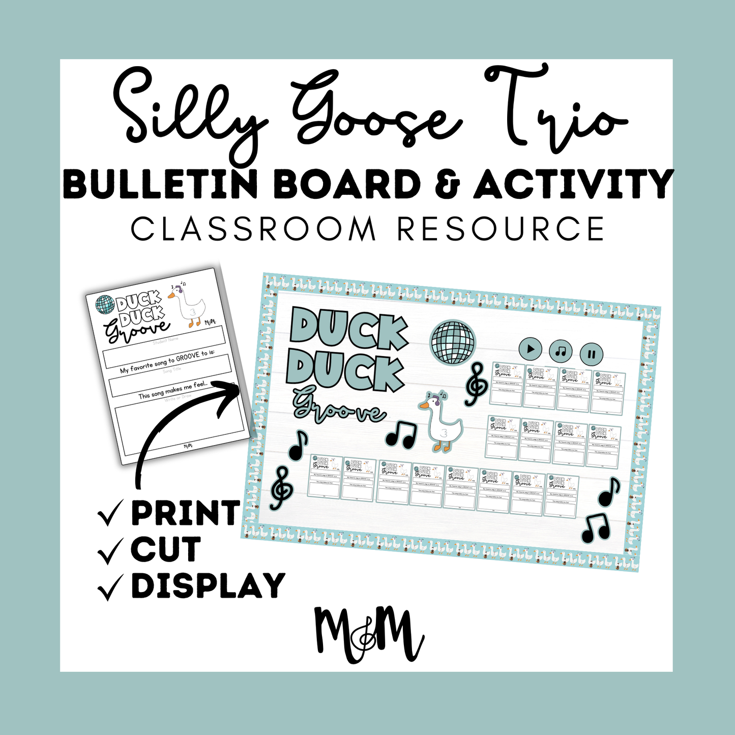 Silly Goose Trio: Duck Duck Groove Interactive Bulletin Board & Activity DIGITAL DOWNLOAD