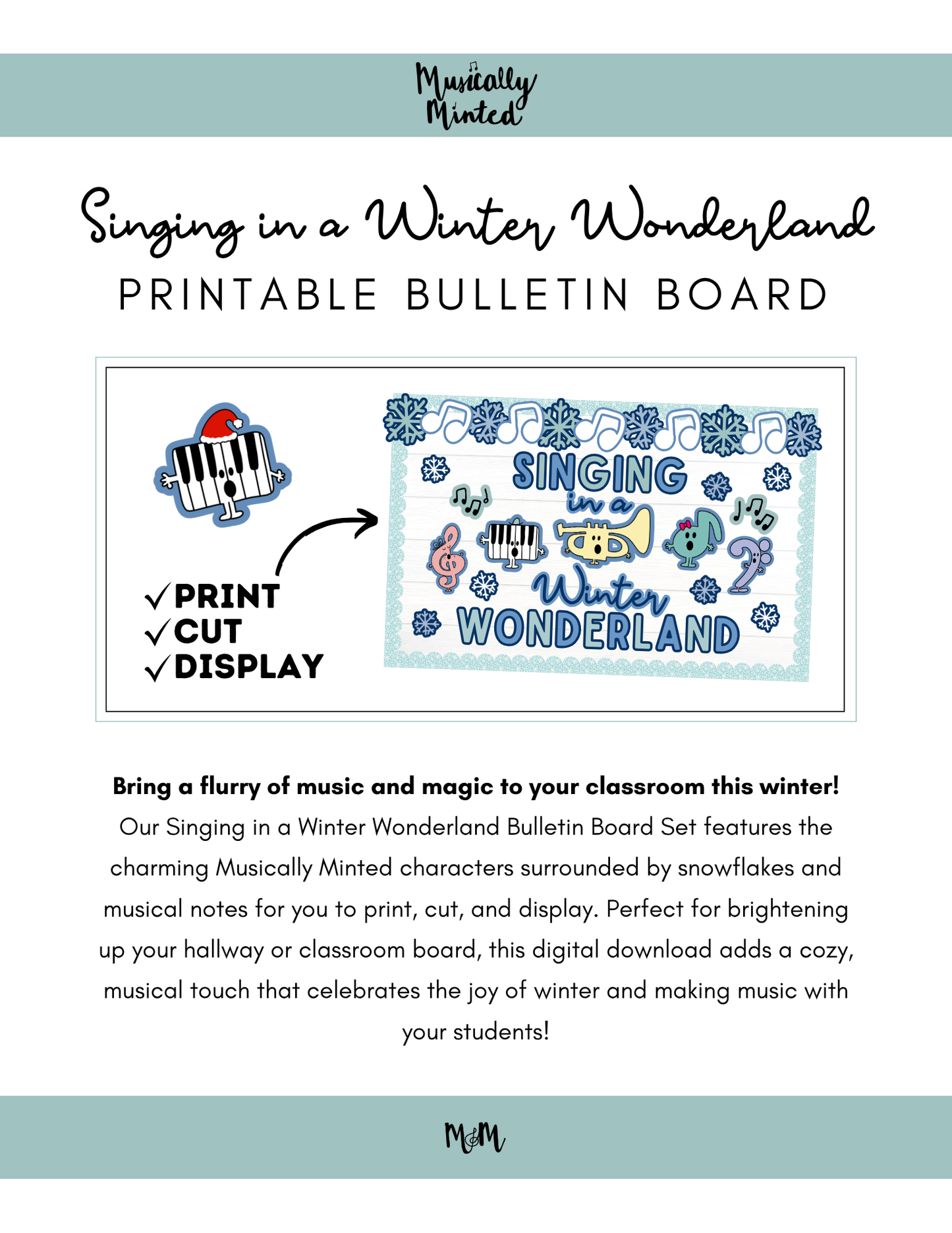 Singing in a Winter Wonderland | Winter Music Bulletin Board Display DIGITAL DOWNLOAD
