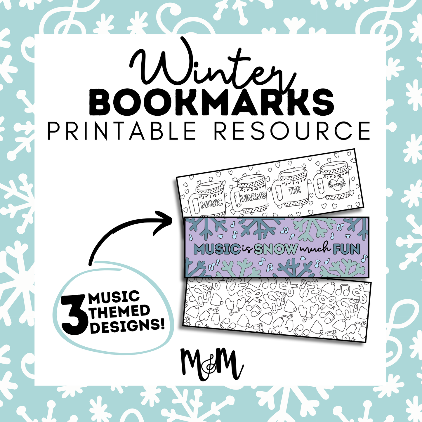 Winter Wonderland | Music Bookmarks | Printable Coloring Activity DIGITAL DOWNLOAD