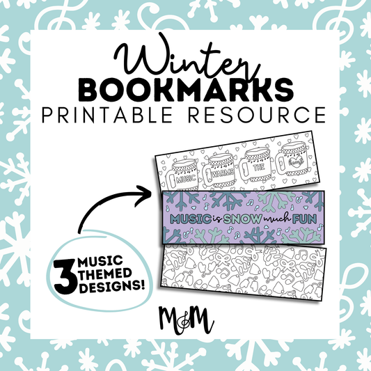 Winter Wonderland | Music Bookmarks | Printable Coloring Activity DIGITAL DOWNLOAD