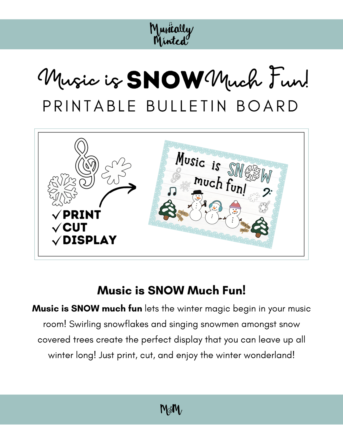 Music is SNOW Much Fun | Winter Bulletin Board Set DIGITAL DOWNLOAD
