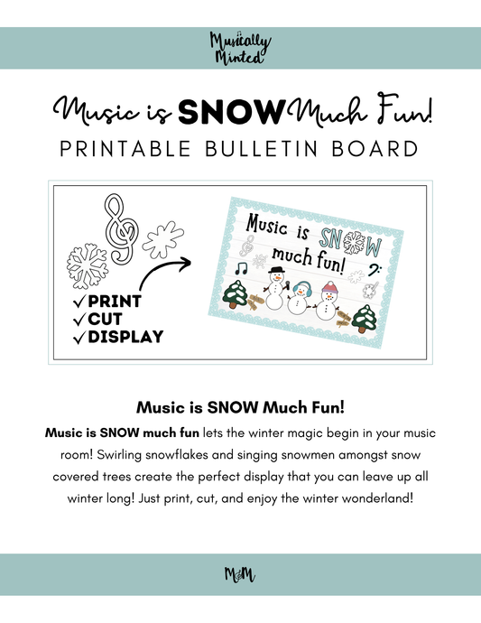 Music is SNOW Much Fun | Winter Bulletin Board Set DIGITAL DOWNLOAD