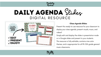 So Berry Musical | Daily Agenda Slides | Music Classroom DIGITAL RESOURCE