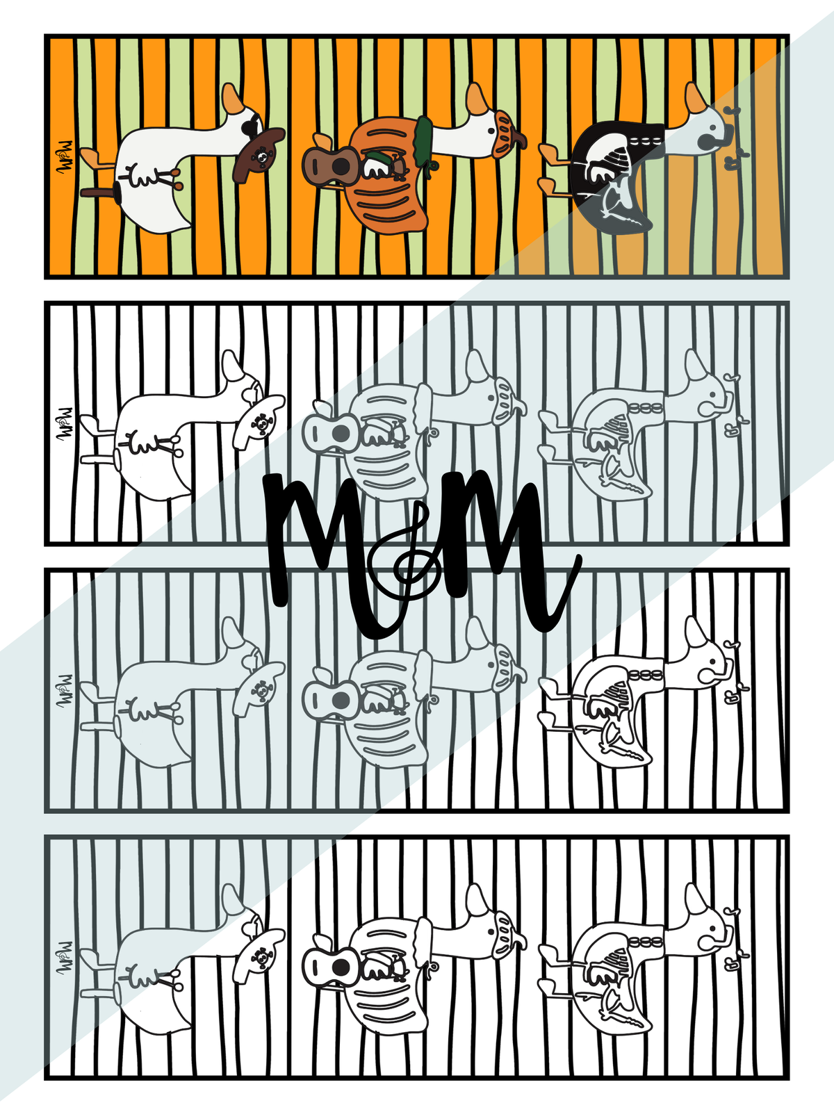 Spooky Geese | Halloween Music Bookmarks | Printable Coloring Activity DIGITAL DOWNLOAD