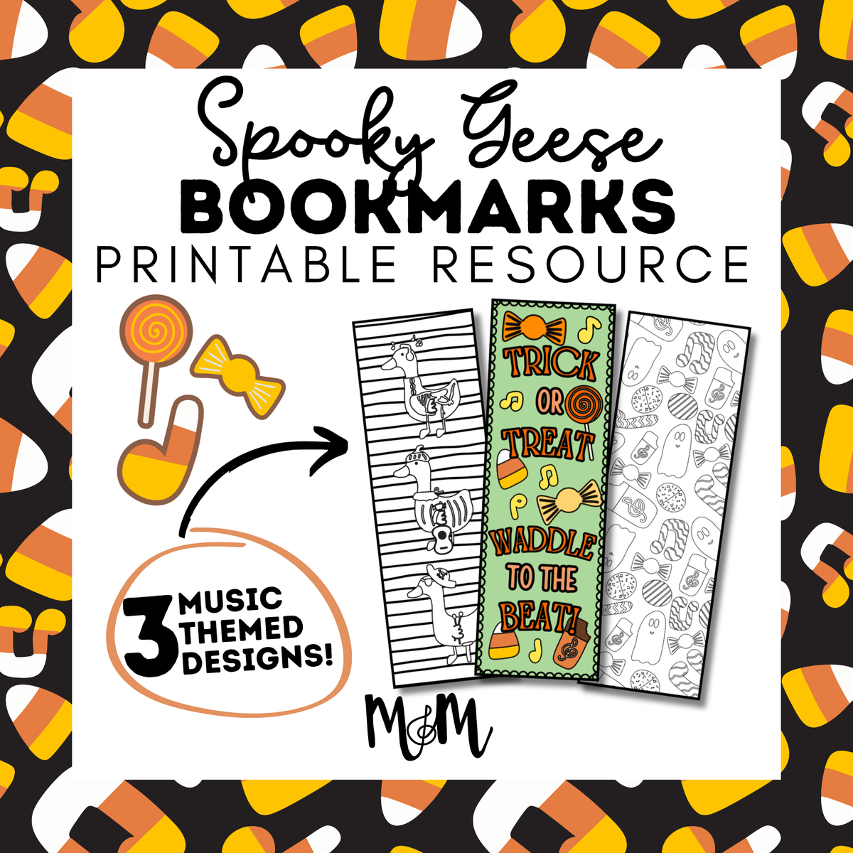 Spooky Geese | Halloween Music Bookmarks | Printable Coloring Activity DIGITAL DOWNLOAD