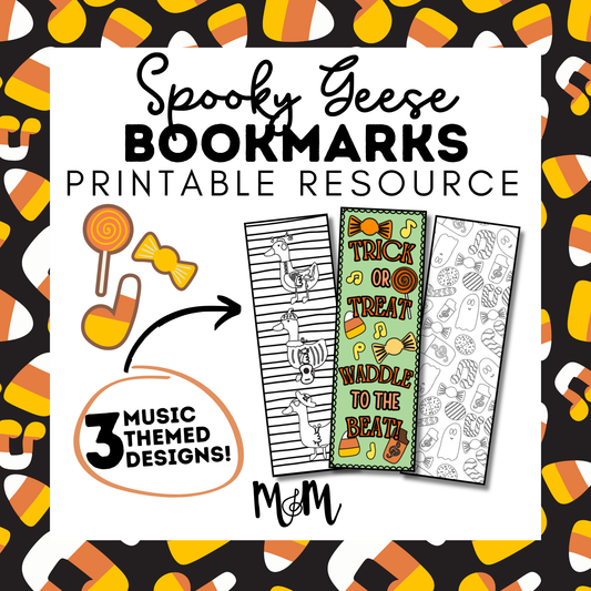 Spooky Geese | Halloween Music Bookmarks | Printable Coloring Activity DIGITAL DOWNLOAD