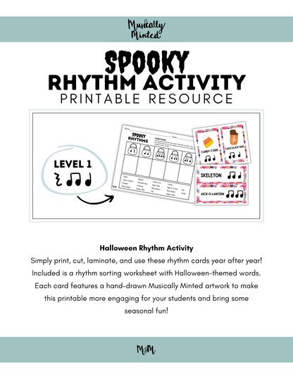 Spooky Rhythms Activity | Level 1 | Rhythm Decoding Activity and Cards DIGITAL DOWNLOAD