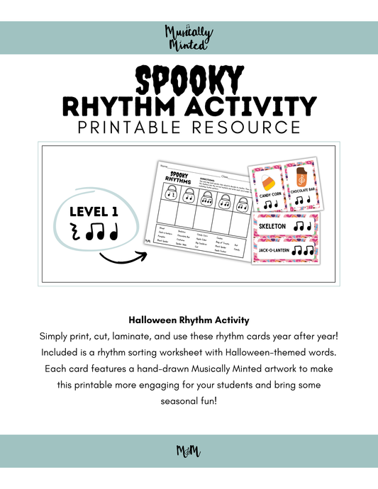 Spooky Rhythms Activity | Level 1 | Rhythm Decoding Activity and Cards DIGITAL DOWNLOAD