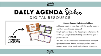 Spooky Season | Daily Agenda Slides | Music Classroom DIGITAL RESOURCE