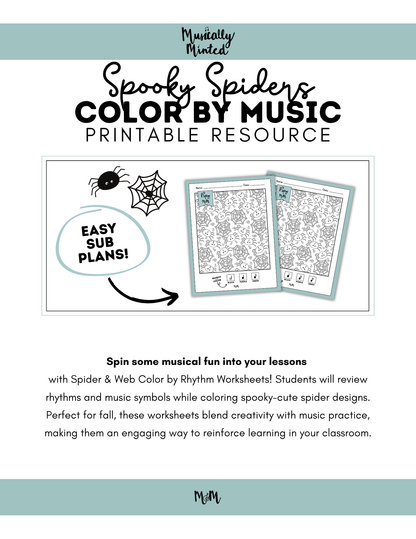 Spooky Spiders: Color by Music | iSpy Coloring Page DIGITAL DOWNLOAD