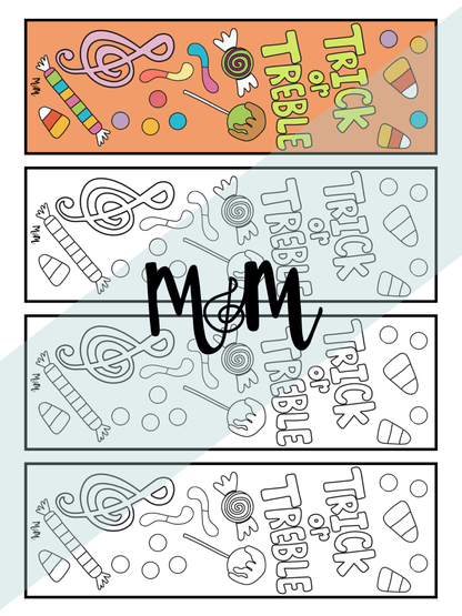 Spooky Tunes | Halloween Music Bookmarks | Printable Coloring Activity DIGITAL DOWNLOAD