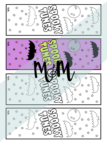 Spooky Tunes | Halloween Music Bookmarks | Printable Coloring Activity DIGITAL DOWNLOAD