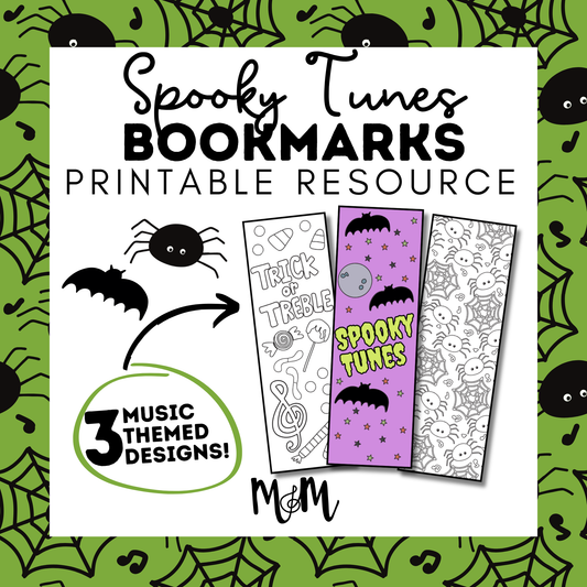 Spooky Tunes | Halloween Music Bookmarks | Printable Coloring Activity DIGITAL DOWNLOAD